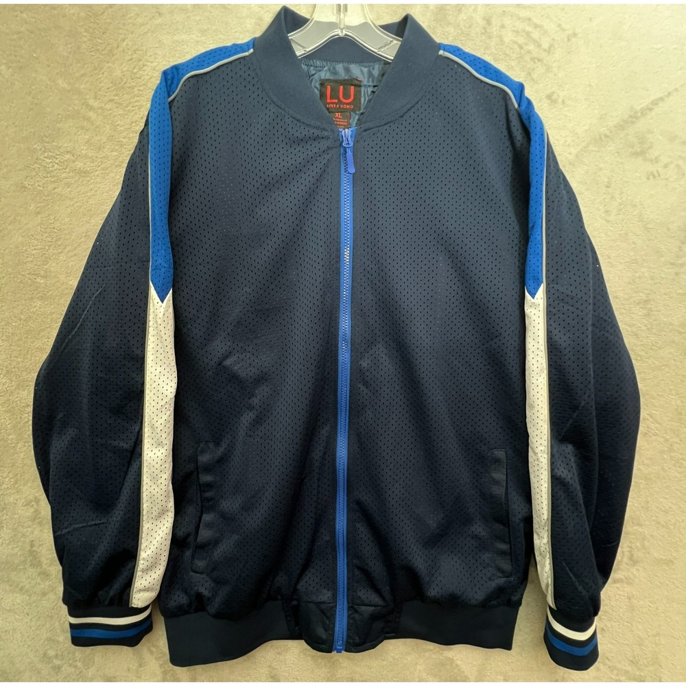 LU Linea Uomo Men's Track Jacket XL Lined  Zip Athletic Streetwear Casual Y2k‎